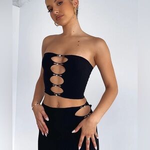 White Fox Triggered Crop and Mini Skirt Set